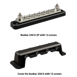 Busbar 250A 2P with 12 screws + cover
