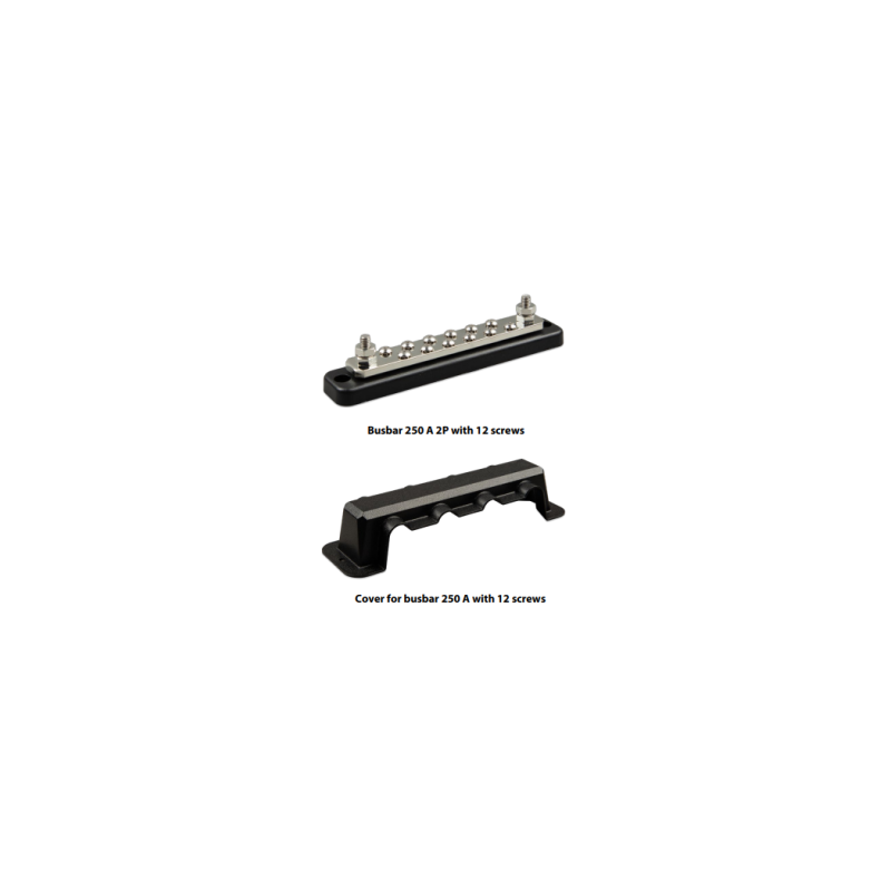 Busbar 250A 2P with 12 screws + cover