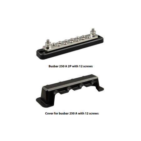 Busbar 250A 2P with 12 screws + cover