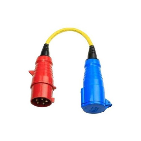 Adapterkabel 32A/3 naar enkele ph.-CEE-stekker 5P/CEE-koppeling 3P